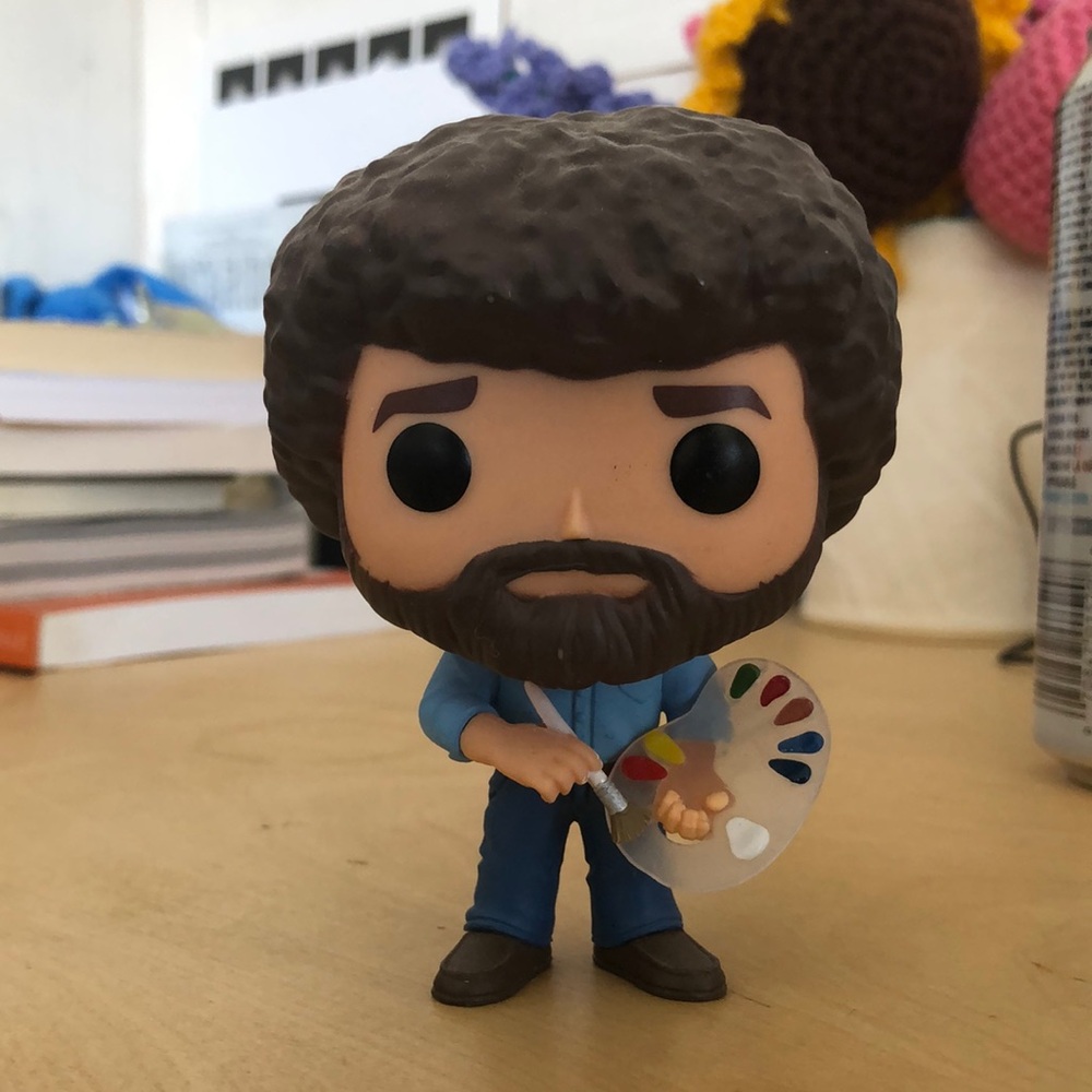 💙 Bob Ross Funko Pop Figure with Blue Shirt painting palette